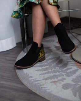 Embroidered Suede Ankle Boots