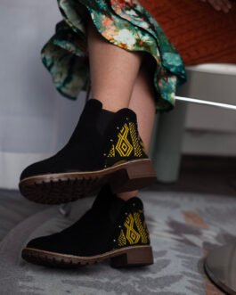Embroidered Suede Ankle Boots