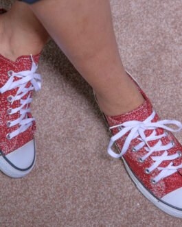 Red Glitter Batik Canvas Sneakers