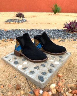 Suede Ankle Boots with Blue Accent