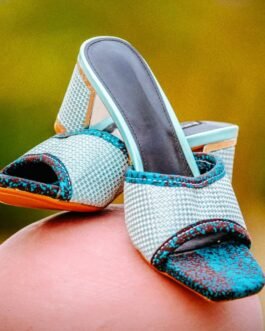 Textured Open-Toe Heeled Mules