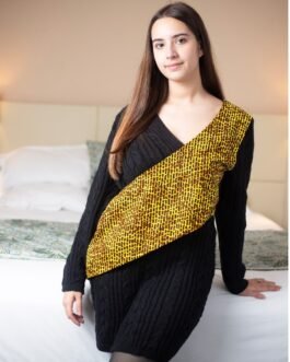 Black Twisted Knit Sweater Dress